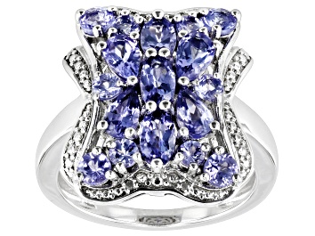Picture of Blue Tanzanite Rhodium Over Sterling Silver Ring 1.99ctw