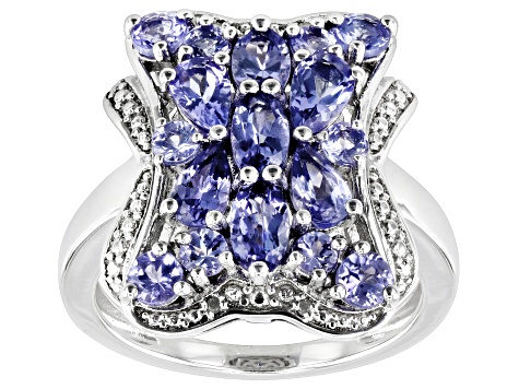 Blue Tanzanite Rhodium Over Sterling Silver Ring 1.99ctw