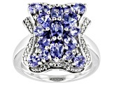 Blue Tanzanite Rhodium Over Sterling Silver Ring 1.99ctw