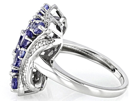 Blue Tanzanite Rhodium Over Sterling Silver Ring 1.99ctw