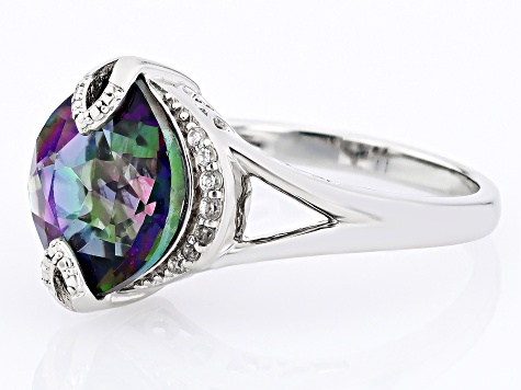 Multi-Color Quartz Rhodium Over Sterling Silver Ring 4.14ctw