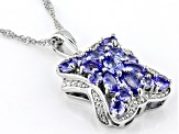 Blue Tanzanite Rhodium Over Silver Pendant With Chain 1.99ctw