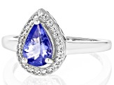 Blue Tanzanite Rhodium Over Sterling Silver Ring