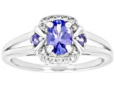 Blue Tanzanite Rhodium Over Sterling Silver Ring 1.01ctw