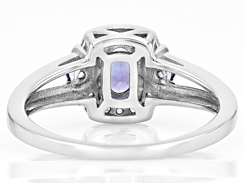 Blue Tanzanite Rhodium Over Sterling Silver Ring 1.01ctw