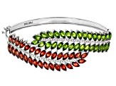 Green Chrome Diopside Rhodium Over Silver Bangle Bracelet 17.02ctw