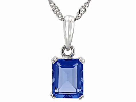 Color Change Fluorite Rhodium Over Sterling Silver Solitaire Pendant With Chain 2.13ct