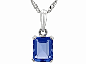 Color Change Fluorite Rhodium Over Sterling Silver Solitaire Pendant With Chain 2.13ct