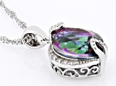 Multi-Color Quartz Rhodium Over Silver Pendant With Chain 4.18ctw