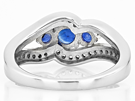 Blue Kyanite Rhodium Over Sterling Silver Ring 1.44ctw