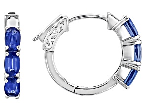 Blue Kyanite Rhodium Over Sterling Silver Hoop Earrings 1.25ctw