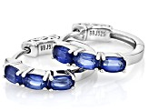 Blue Kyanite Rhodium Over Sterling Silver Hoop Earrings 1.25ctw