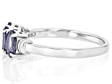 Blue Iolite Platinum Over Sterling Silver 3-Stone Ring