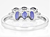 Blue Iolite Platinum Over Sterling Silver 3-Stone Ring