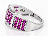 Lab Created Ruby Rhodium Over Silver Buckle Ring 0.94ctw