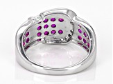 Lab Created Ruby Rhodium Over Silver Buckle Ring 0.94ctw