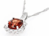 Red Labradorite Rhodium Over Sterling Silver Pendant With Chain 3.21ctw