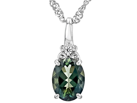 Green Labradorite Rhodium Over Sterling Silver Pendant With Chain 0.95ctw