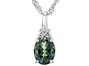 Green Labradorite Rhodium Over Sterling Silver Pendant With Chain 0.95ctw