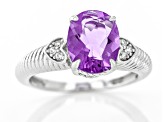 Color Change Fluorite With White Zircon Rhodium Over Sterling Silver Ring 2.43ctw