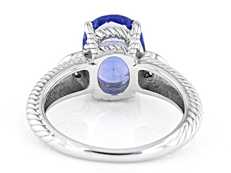 Color Change Fluorite With White Zircon Rhodium Over Sterling Silver Ring 2.43ctw