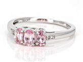 Pink Spinel Rhodium Over Sterling Silver 3-Stone Ring 0.77ctw
