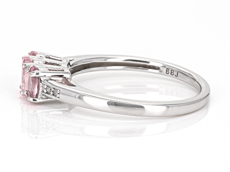 Pink Spinel Rhodium Over Sterling Silver 3-Stone Ring 0.77ctw