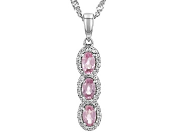 Picture of Pink Spinel Rhodium Over Sterling Silver Pendant With Chain 0.79ctw