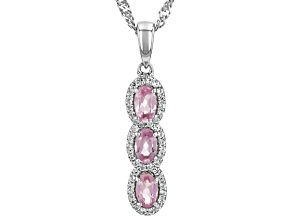 Pink Spinel Rhodium Over Sterling Silver Pendant With Chain 0.79ctw
