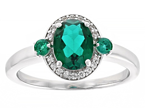Lab Created Emerald Rhodium Over Sterling Silver Ring 1.15ctw - CTB1236 ...