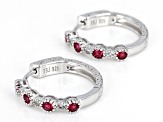 Lab Created Ruby Rhodium Over Sterling Silver Earrings 1.21ctw