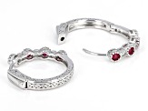 Lab Created Ruby Rhodium Over Sterling Silver Earrings 1.21ctw