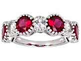 Lab Created Ruby Rhodium Over Sterling Silver Ring 4.19ctw