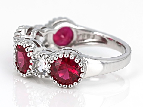 Lab Created Ruby Rhodium Over Sterling Silver Ring 4.19ctw