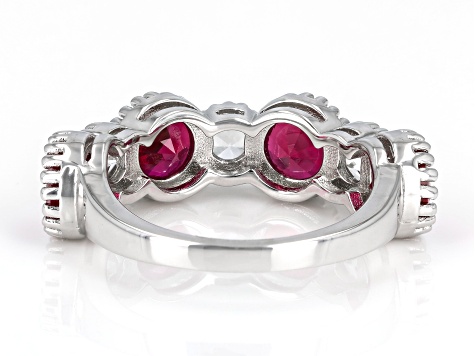 Lab Created Ruby Rhodium Over Sterling Silver Ring 4.19ctw