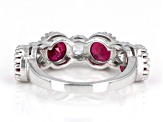 Lab Created Ruby Rhodium Over Sterling Silver Ring 4.19ctw