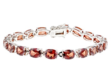 Picture of Red Labradorite Rhodium Over Sterling Silver Tennis Bracelet 21.80ctw