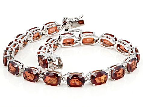 Red Labradorite Rhodium Over Sterling Silver Tennis Bracelet 21.80ctw