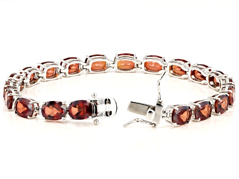 Red Labradorite Rhodium Over Sterling Silver Tennis Bracelet 21.80ctw