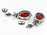 Red Sponge Coral Sterling Silver Solitaire Dangle Earrings
