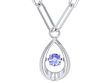 Picture of Purple Tanzanite Rhodium Over Sterling Silver Dancing Paper Clip Necklace 0.27ct