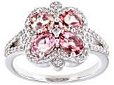 Pink Tourmaline Rhodium Over Sterling Silver Ring 1.20ctw