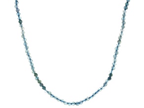 Blue Indicolite Rhodium Over Sterling Silver Bead Necklace