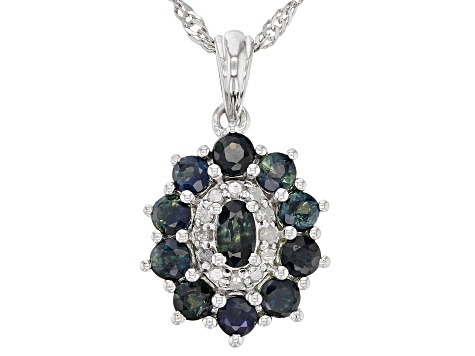 Green Sapphire Rhodium Over Silver Pendant With 18" Chain 1.76ctw
