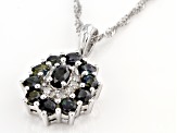 Green Sapphire Rhodium Over Silver Pendant With 18" Chain 1.76ctw