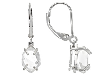 Picture of White Herkimer Quartz Rhodium Over Sterling Silver Earrings