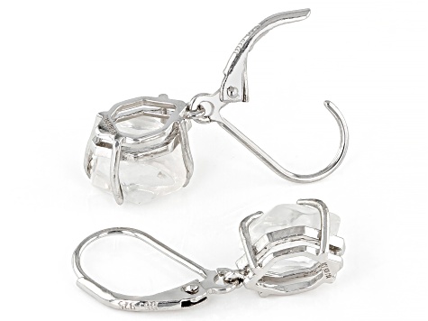 White Herkimer Quartz Rhodium Over Sterling Silver Earrings
