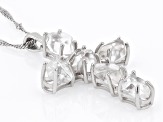White Herkimer Quartz Rhodium Over Silver Cross Pendant With Chain