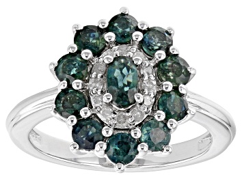 Picture of Green Sapphire Rhodium Over Sterling Silver Ring 1.76ctw