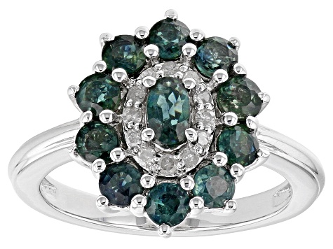 Green Sapphire Rhodium Over Sterling Silver Ring 1.76ctw